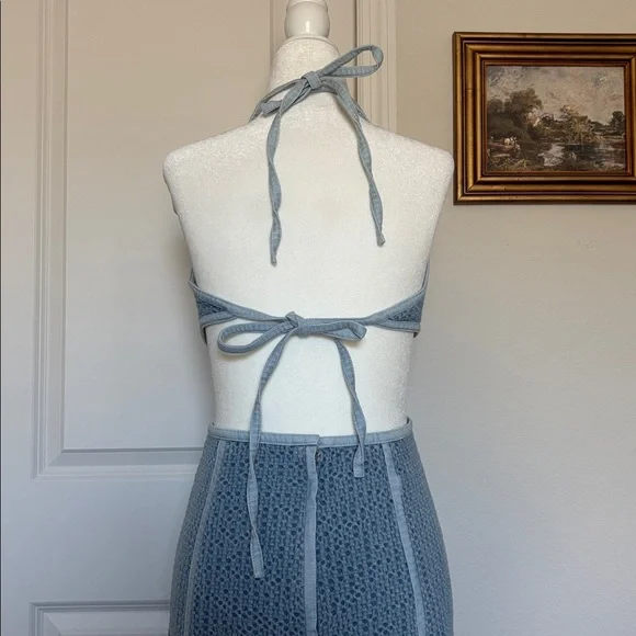 Sabina Musayev Small Gossip Halter Maxi denim chambray 70s boho Blue Dress - Picture 7 of 8